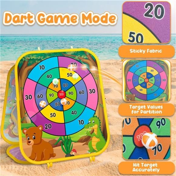 Bean Bag Toss Game Kids Outdoor Toys,Double-Sided Foldable Cornhole Board - Picture 2 of 6